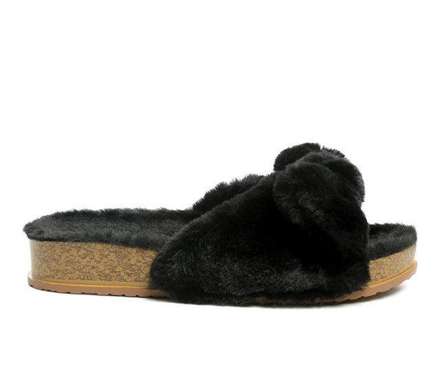 London Rag Fuzz Sandals in Black color