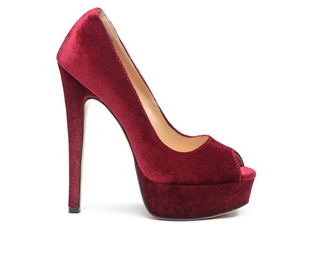 Women's Rag & Co Brielle Platform Pumps in Burgundy color