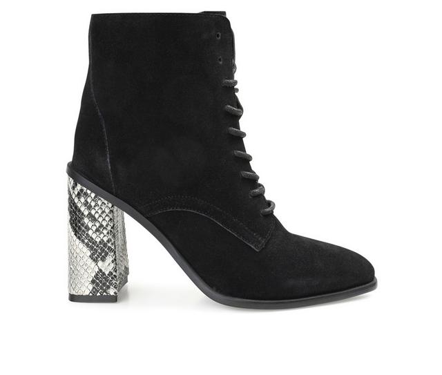Women's Journee Signature Edda Heeled Lace Up Booties in Black color