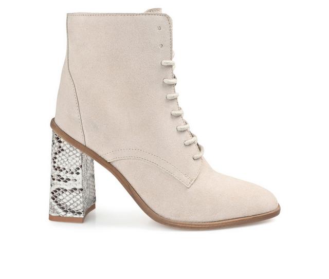 Women's Journee Signature Edda Heeled Lace Up Booties in Sand color