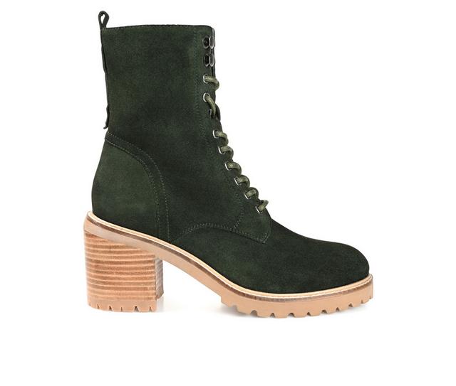 Women's Journee Signature Malle Heeled Lace Up Boots in Olive color
