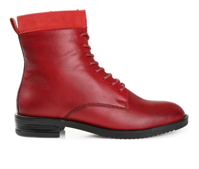 Women's Journee Signature Natara Lace Up Booties in Red color