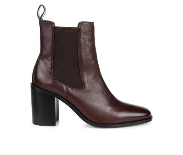 Women's Journee Signature Rowann Heeled Chelsea Booties in Brown color