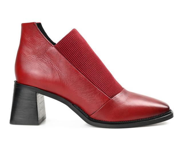 Women's Journee Signature Stylla Low Ankle Booties in Red color
