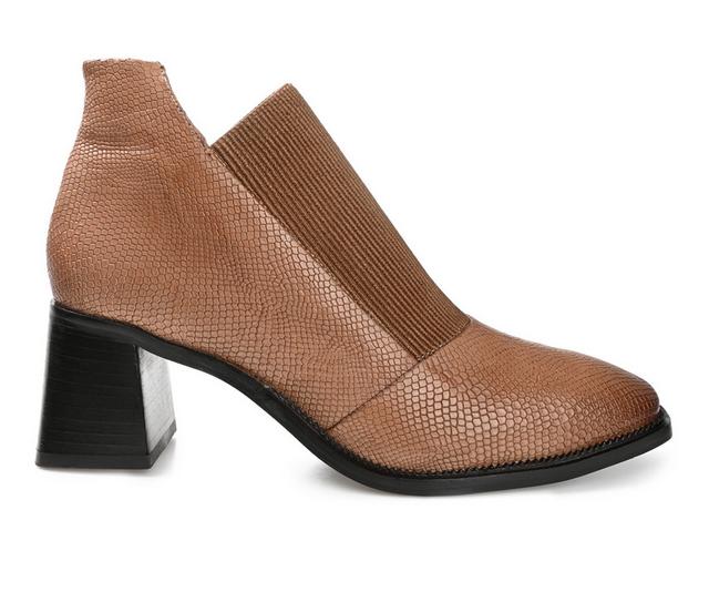 Women's Journee Signature Stylla Low Ankle Booties in Tan color