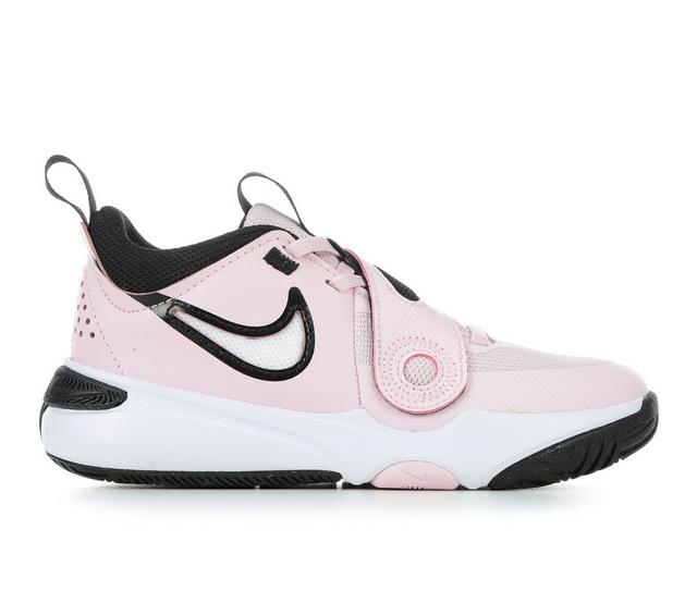 Girls' Nike Team Hustle D11 Girls 10.5-3 Basketball Shoes in PinkFoam/Wht/Bk color