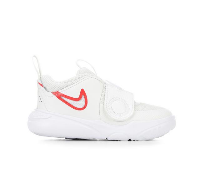 Boys' Nike Infant & Toddler Team Hustle D11 Basketball Shoes in White/Red/White color