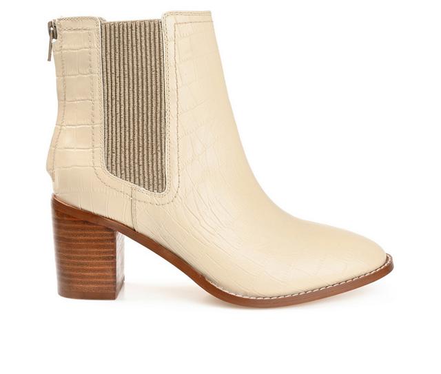 Women's Journee Signature Tazlyn Heeled Chelsea Booties in Bone color