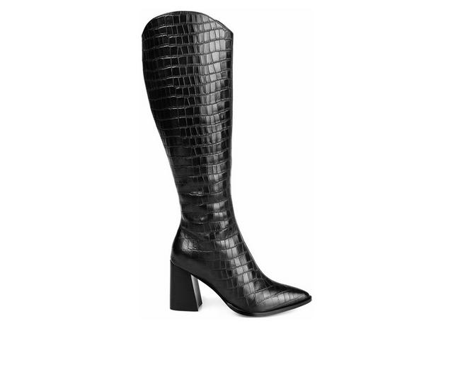 Women's Journee Signature Laila Knee High Heeled Boots in Croco color