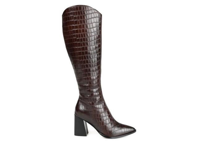 Women's Journee Signature Laila-WC Knee High Heeled Boots in Brown color