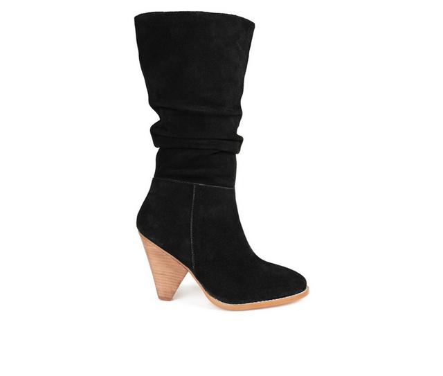 Women's Journee Signature Syrinn Mid Calf Heeled Boots in Black color