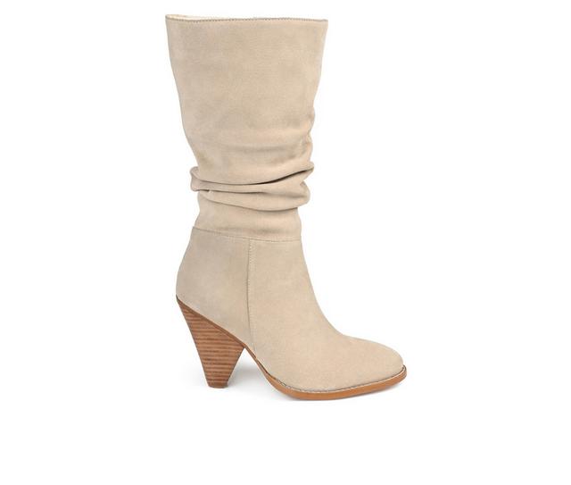 Women's Journee Signature Syrinn Mid Calf Heeled Boots in Sand color
