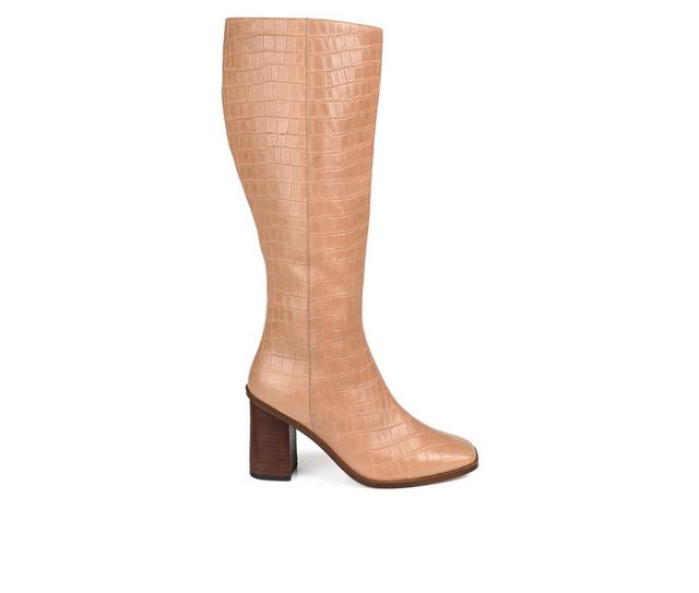 Women's Journee Signature Tamori Knee High Heeled Boots in Tan color