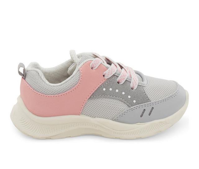 Kids' OshKosh B'gosh Toddler & Little Kid Fable Sneakers in Grey/Pink color