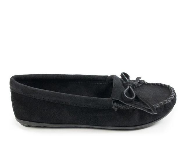 Women's Minnetonka Kilty Moccasins in Black color