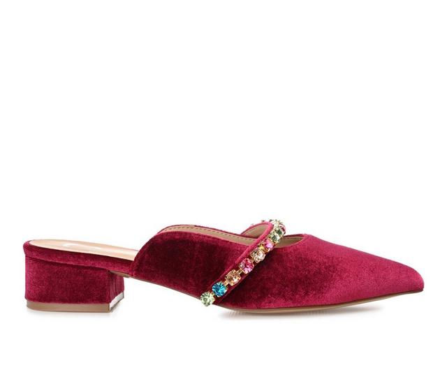 Women's Journee Collection Jewel Mules in Berry color