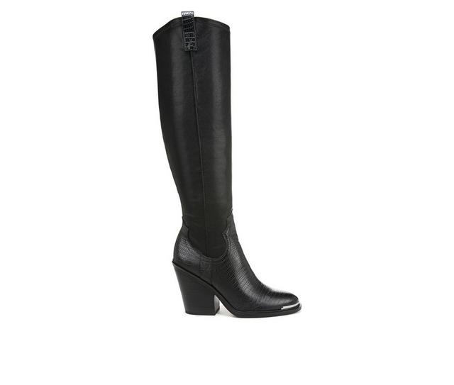 Women's Franco Sarto Glenice 2 Wide Calf Knee High Heeled Western Boots in Black color