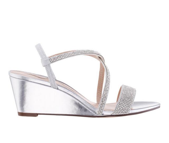 Women's N by Nina Nixon Special Occasion Wedge Sandals in Silver color