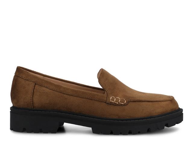 Women's Journee Collection Erika Loafers in Chocolate/Suede color
