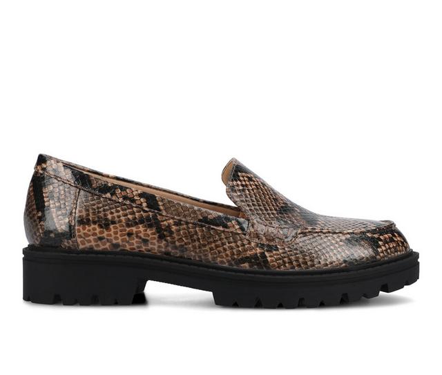 Women's Journee Collection Erika Loafers in Snake/Brown color
