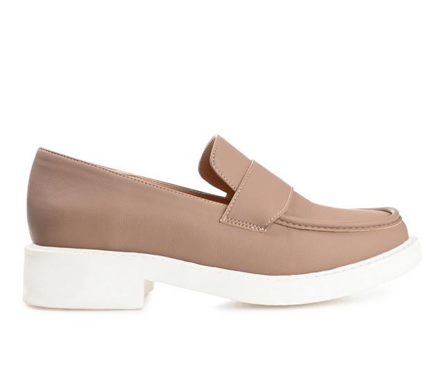 Women's Journee Collection Saydee Block Heel Loafers in Taupe color