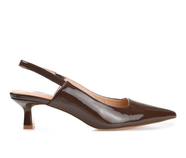 Women's Journee Collection Paulina Slingback Pumps in Patent/Brown color