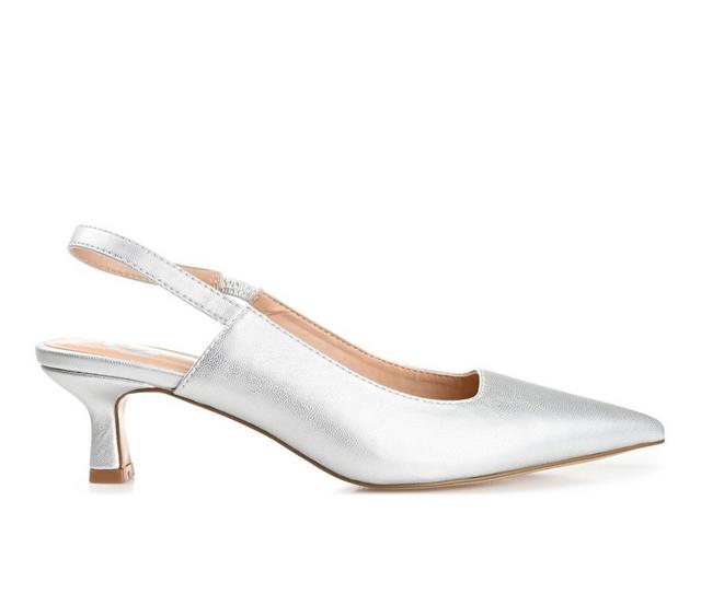 Women's Journee Collection Paulina Slingback Pumps in Silver color