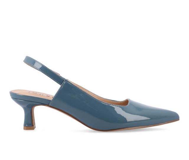 Women's Journee Collection Paulina Slingback Pumps in Patent/Blue color