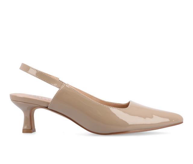 Women's Journee Collection Paulina Slingback Pumps in Patent/Taupe color