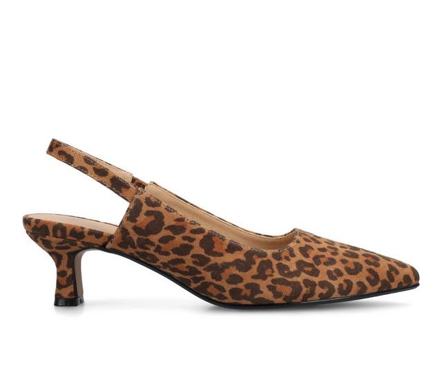 Women's Journee Collection Paulina Slingback Pumps in Leopard Camel color