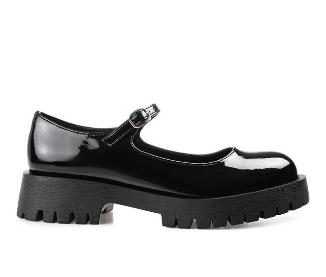 Women's Journee Collection Kamie Chunky Mary Janes in Black Patent color