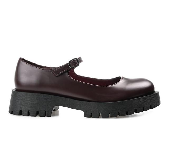 Women's Journee Collection Kamie Chunky Mary Janes in Wine color