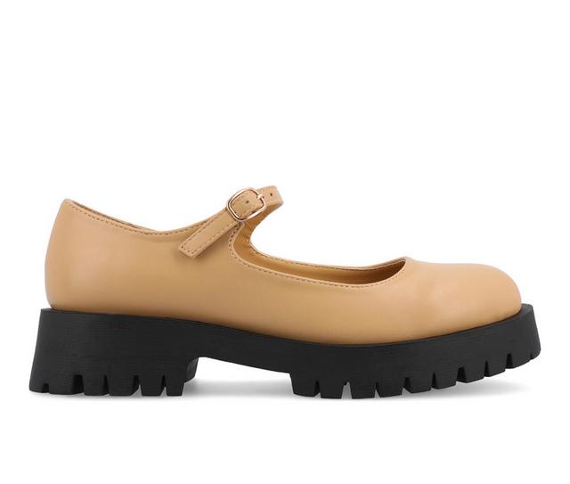Women's Journee Collection Kamie Chunky Mary Janes in Tan color