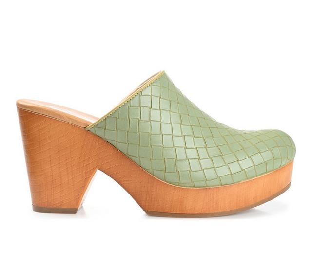 Women's Journee Collection Kelsy Block Heel Platform Clogs in Olive color