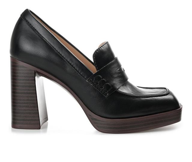 Women's Journee Collection Ezzey Block Heel Platform Loafers in Black color