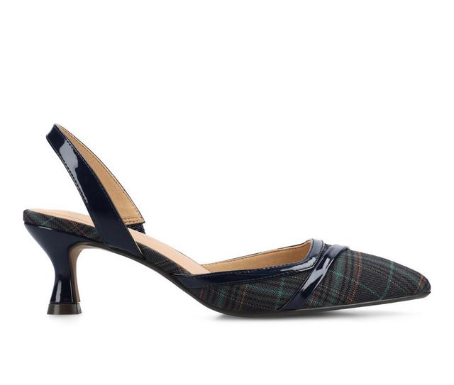 Women's Journee Collection Nellia Dress Sandals in Navy Plaid color