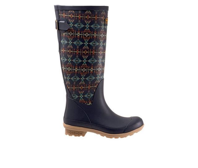 Women's Pendleton Diamond Peak Tall Rain Boots in Navy color