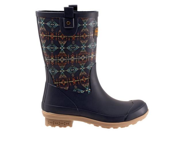 Women's Pendleton Diamond Peak Mid Rain Boots in Navy color