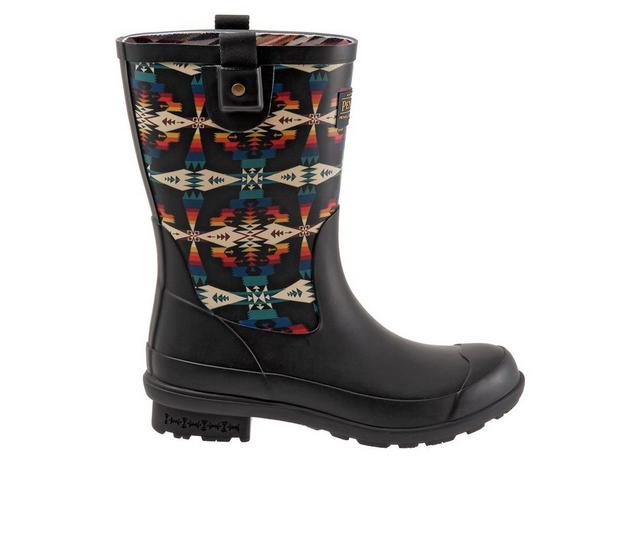 Women's Pendleton Tucson Mid Rain Boots in Black color