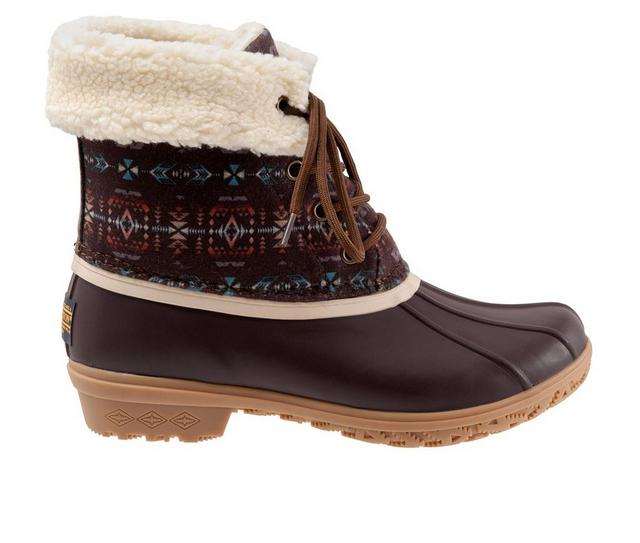 Women's Pendleton Diamond Peak Duck Mid Rain Boots in Brown color