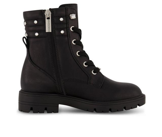 Girls' DKNY Little Kid & Big Kid Stassi Stone Combat Boots in Black color