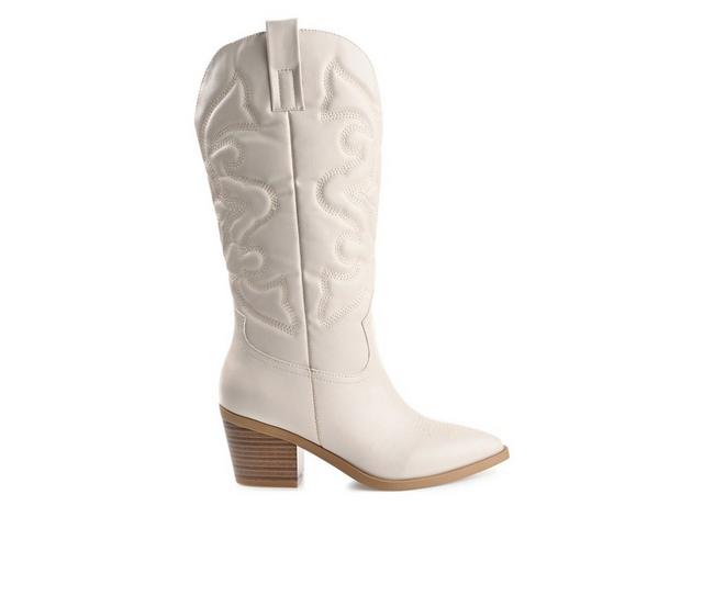 Women's Journee Collection Chantry Mid Calf Western Boots in Beige color