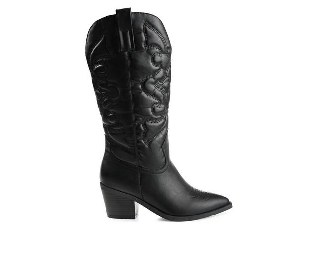 Women's Journee Collection Chantry Mid Calf Western Boots in Black color