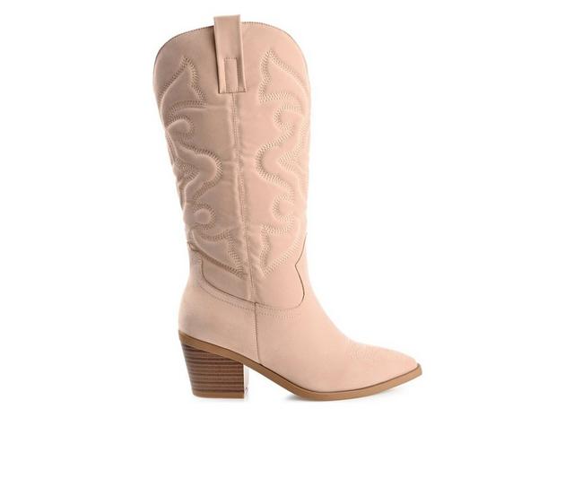 Women's Journee Collection Chantry Mid Calf Western Boots in Blush color