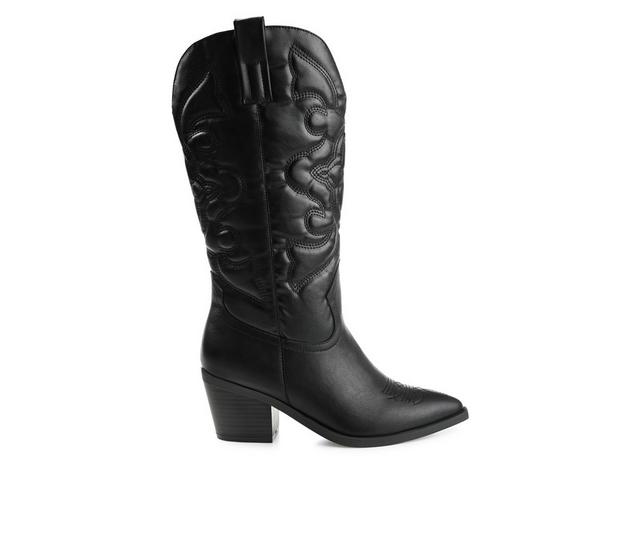 Women's Journee Collection Chantry Mid Calf Western Boots in Black Wide Calf color