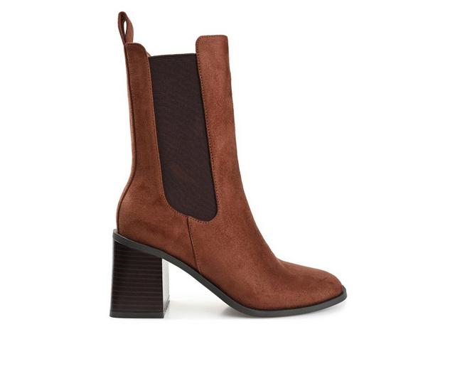 Women's Journee Collection Kaydia Mid Calf Chelsea Boots in Brown color