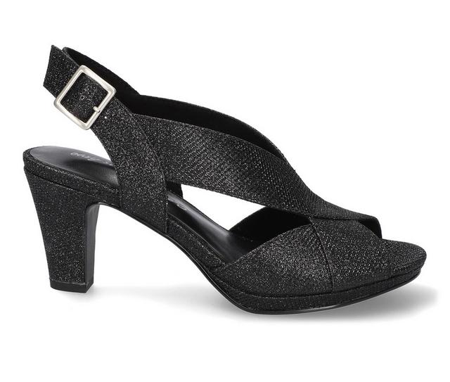 Women's Easy Street Christy Dress Sandals in Black Glitter color