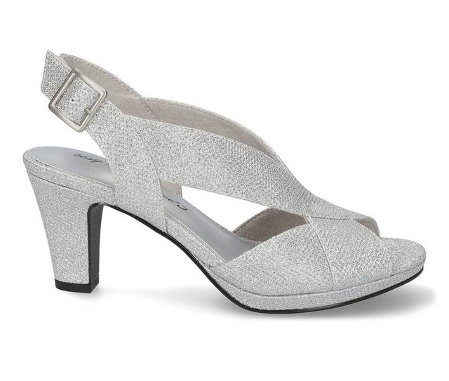 Women's Easy Street Christy Dress Sandals in Silver Glitter color