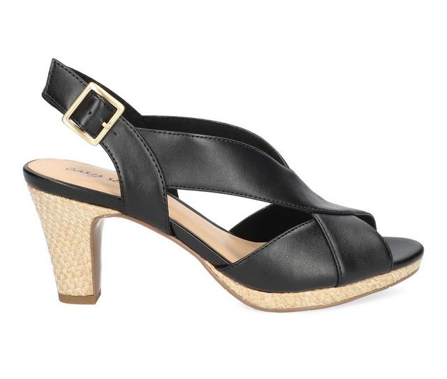Women's Easy Street Christy Dress Sandals in Black Wovwn color