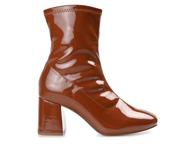 Women's Journee Collection Reice Heeled Booties in Brown color